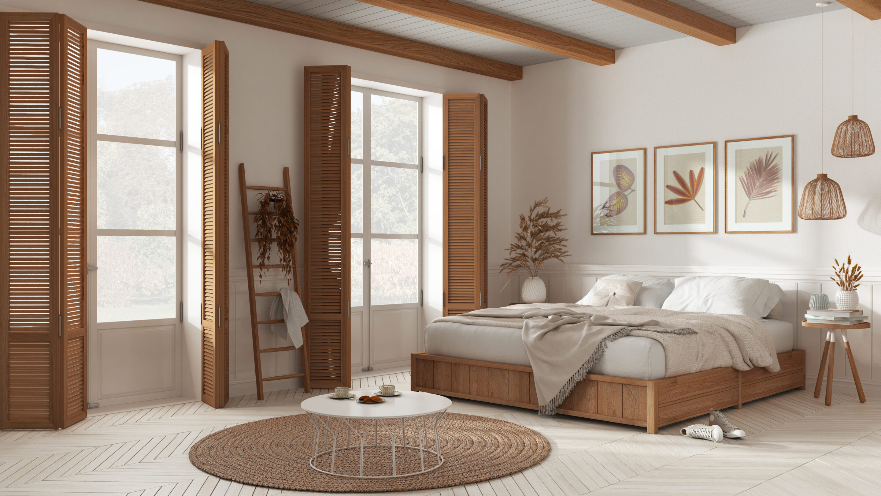 Wooden Kind of Shutters in bedroom