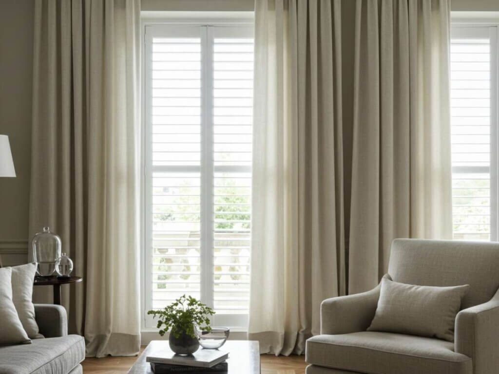 Bifold Shutters with Curtains