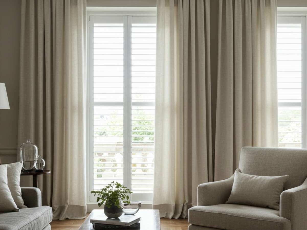 Bifold Shutters with Curtains
