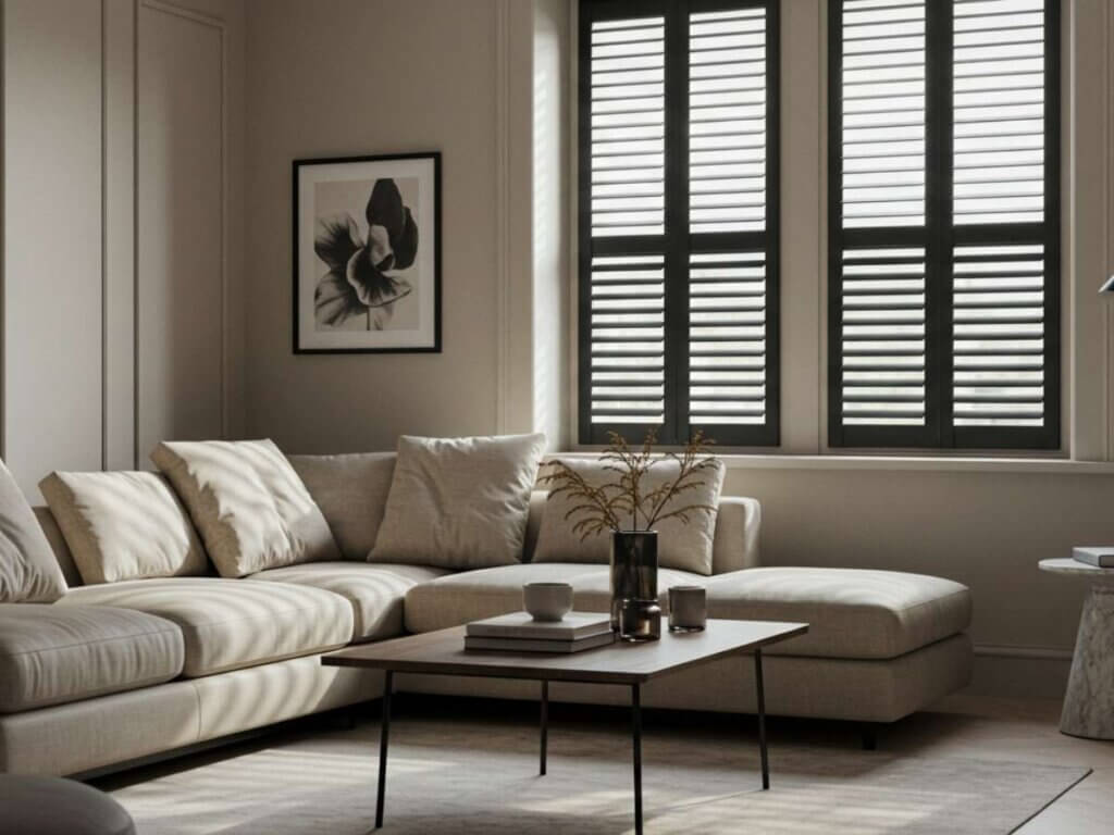 Black Shutters in a living room