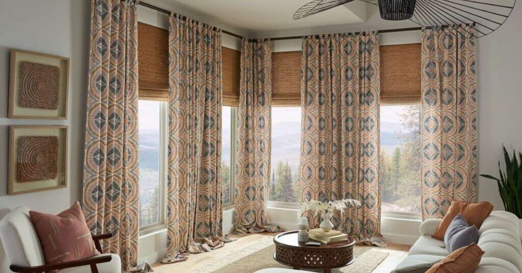 Horizons Patterned Drapery White Living Room