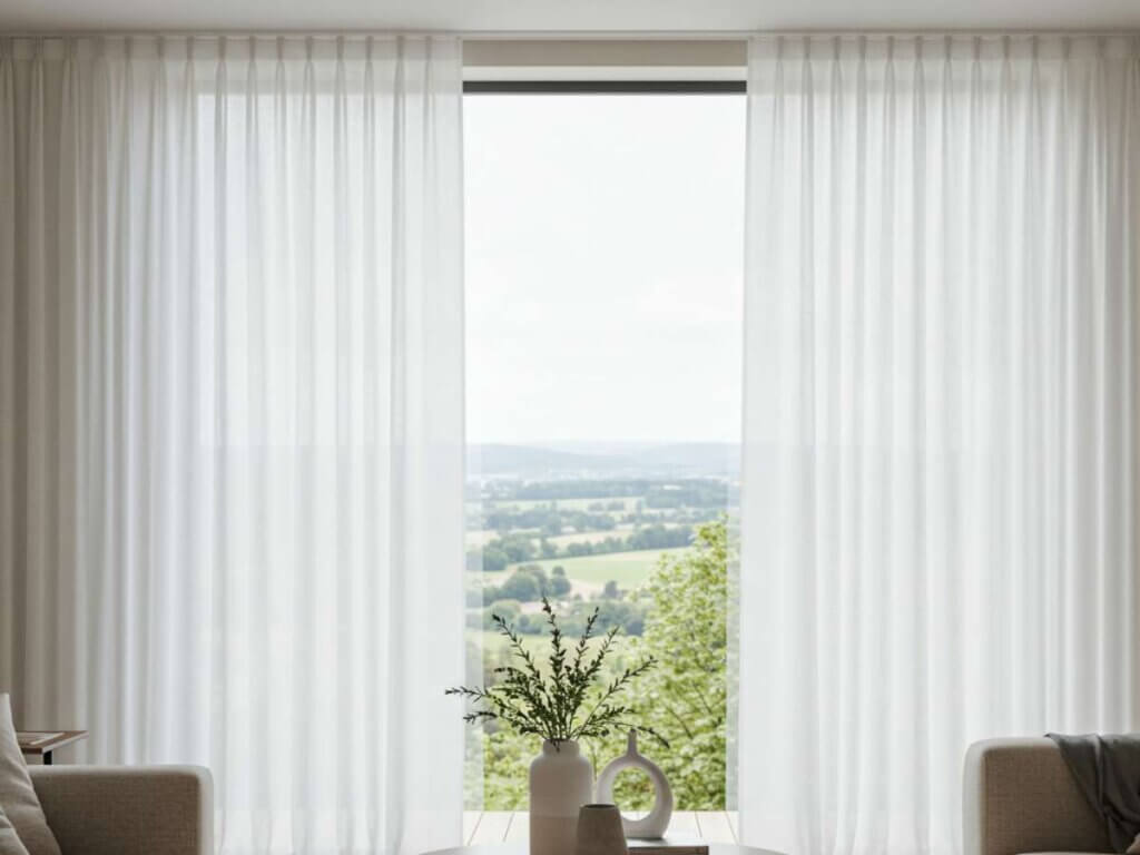Sheer Curtains in a Living Room Large Window