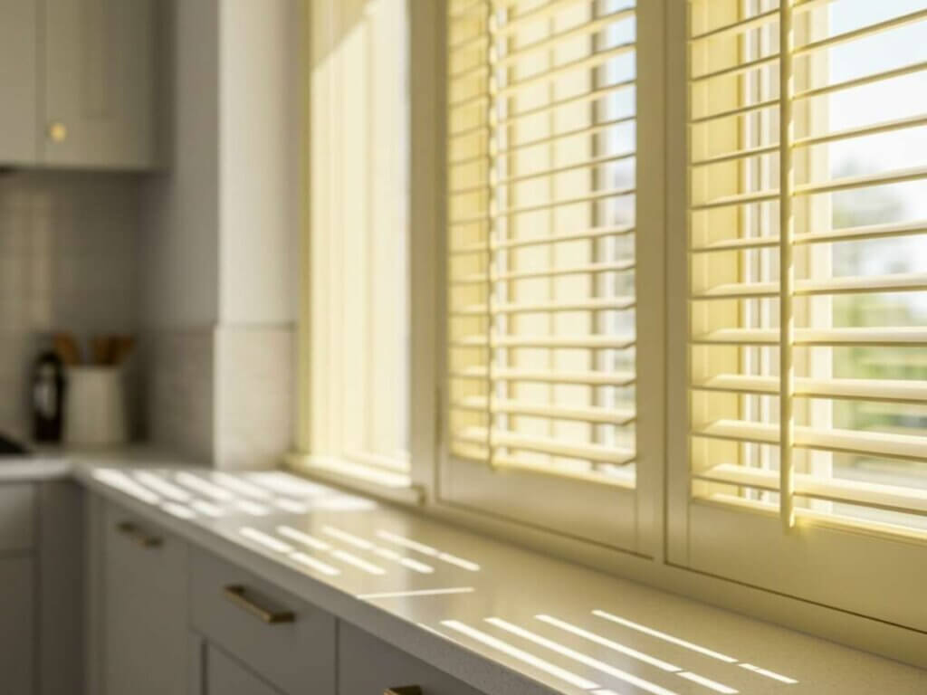 Yellow Shutters in a kitchen