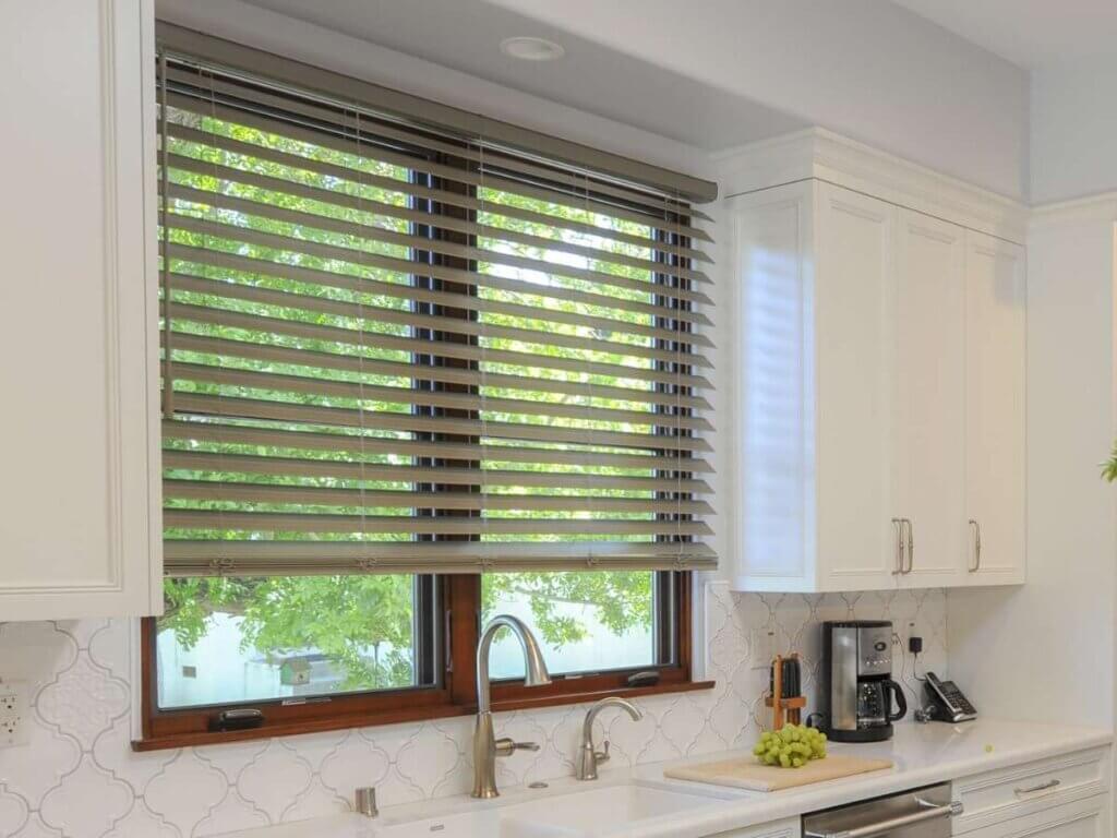 Norman Faux Wood Blinds in Kitchen Window