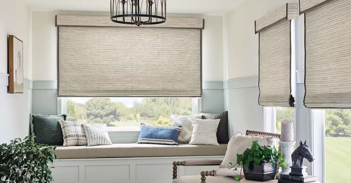 Graber Woven Wood Shades in Reading Nook