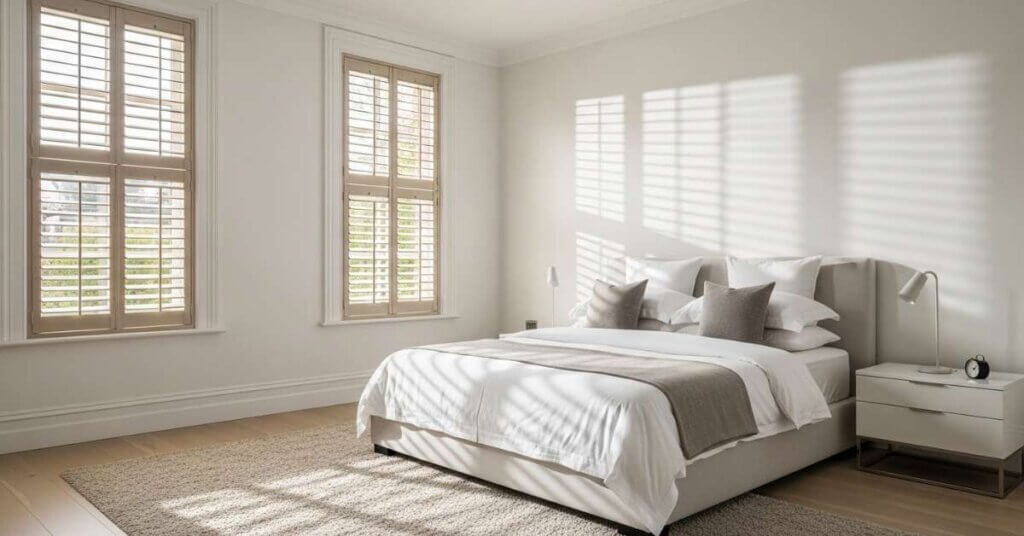 Shutters in a bedroom for privacy