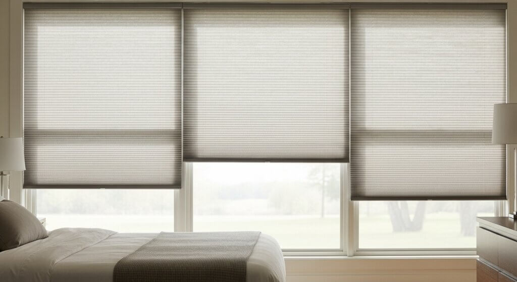 cellular shades in a bedroom