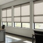 Gray Cellular Shades in An Office