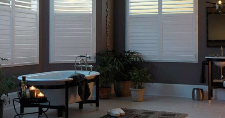 Faux Wood Shutters in a Bathroom