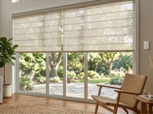 Motorized sheer shades in a modern home