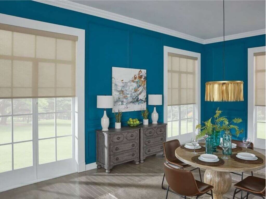 Roller Shades in a Dining Room