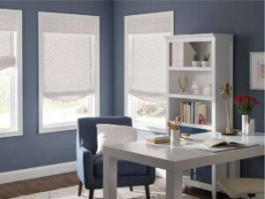 Roman Shades in a Study Room