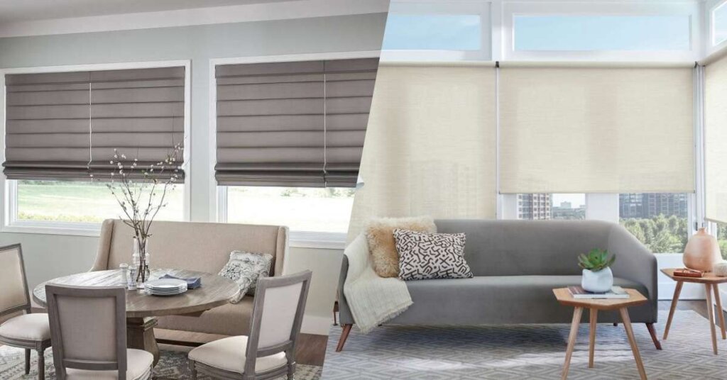 Roman Shades vs. Roller Shades Feature Photo