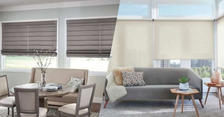 Roman Shades vs. Roller Shades Feature Photo