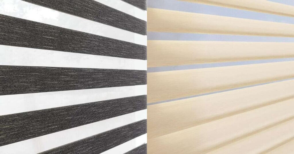 This is a photo of a layered shades vs. sheer shades comparison