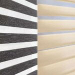 This is a photo of a layered shades vs. sheer shades comparison