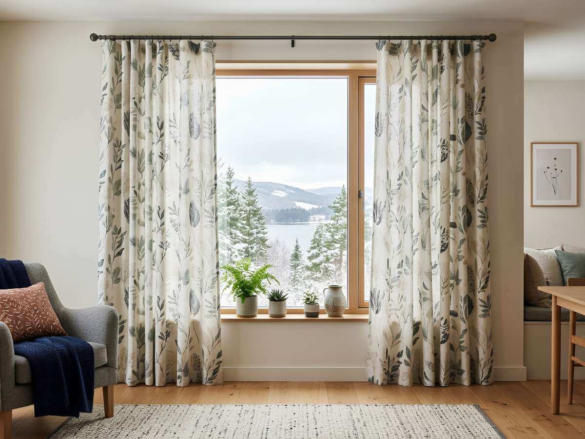 Printed Drapes Scandinavian Living Room (1)