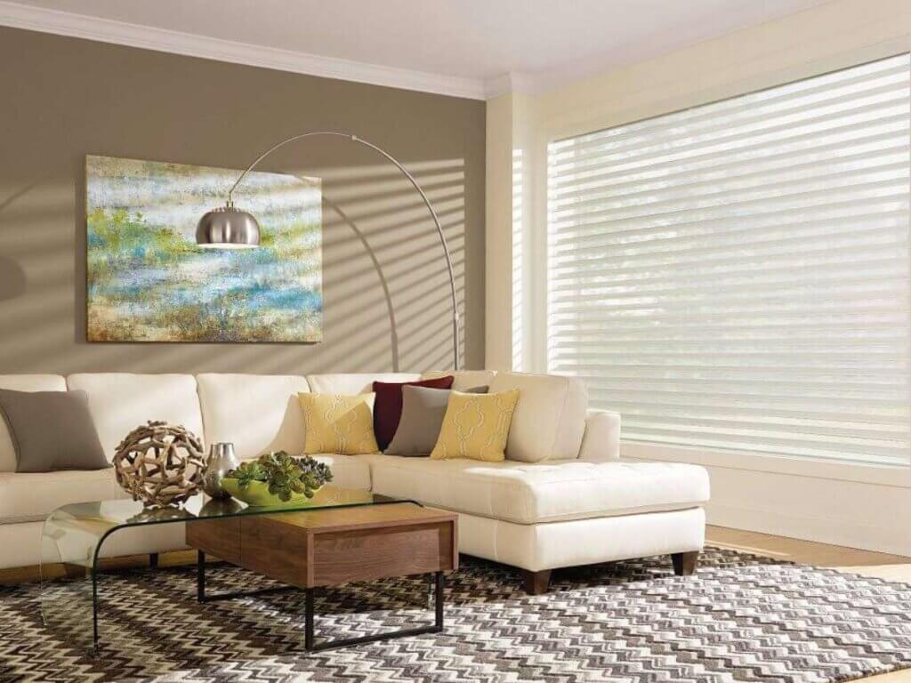 This is a photo of a sheer shades in a living room less darkening